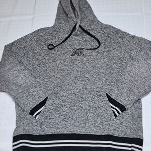 Men's American Eagle Outfitters Black and Gray Thick Hoodie